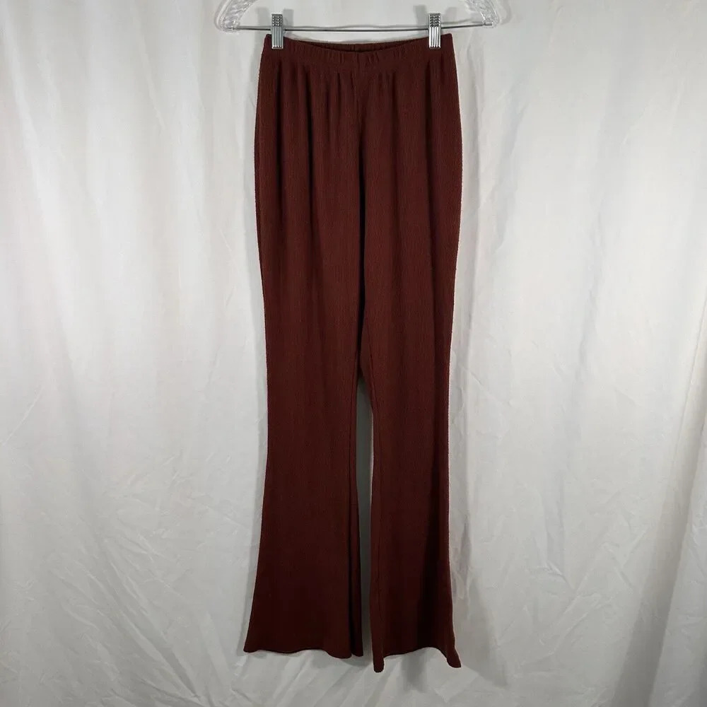 LA Hearts Pacsun Pants Women's Medium Brown Flared Ribbed Pull On Stretchy